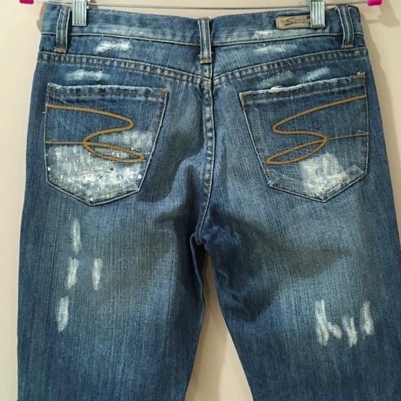 7 seven jewel embellished ankle denim jeans blue - Picture 4 of 8